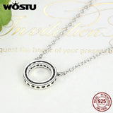 925 Sterling Silver Lucky Circle Pendant Necklace for Women