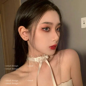 Charm Lace Bow Collarbone Chain Spring Necklace