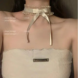 Charm Lace Bow Collarbone Chain Spring Necklace