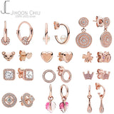 925 Sterling Silver Rose Earrings with Crystal for Women