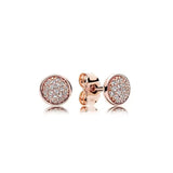 925 Sterling Silver Rose pan Earrings With Full Crystal