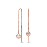 925 Sterling Silver Rose pan Earrings With Full Crystal