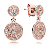 925 Sterling Silver Rose Earrings with Crystal for Women