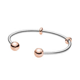 925 Sterling Silver Snake Chain Charms Bracelet For Women