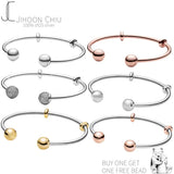 925 Sterling Silver Snake Chain Charms Bracelet For Women