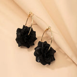 Chiffon Flowers Hoop Earrings Women Party Jewelry