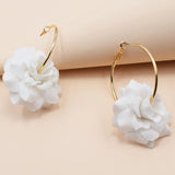 Chiffon Flowers Hoop Earrings Women Party Jewelry