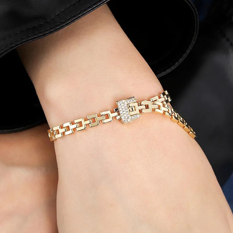 Ins Wrist Jewelry Hiphop Women Bracelet Golden Holiday Gift For Girlfriend