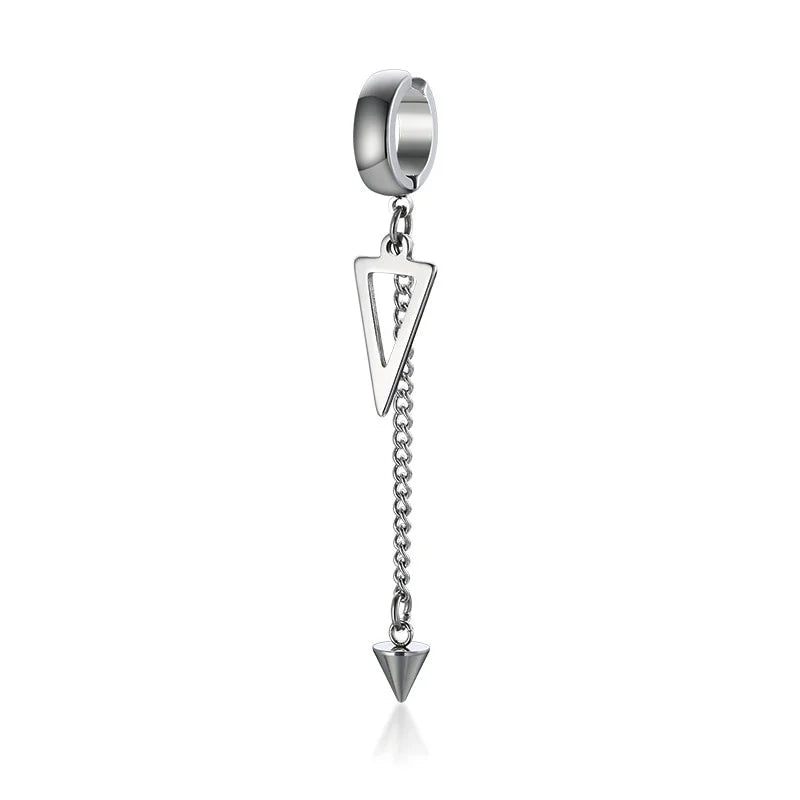Irregular Triangle Long Chain Cuffs Men's Earrings Rock Conch Hoop Clip