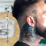 Irregular Triangle Long Chain Cuffs Men's Earrings Rock Conch Hoop Clip