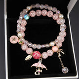Sweet Pop Flower Crystal Double Bracelet - Girlfriend Gift