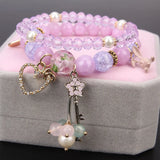 Sweet Pop Flower Crystal Double Bracelet - Girlfriend Gift