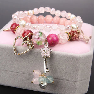 Sweet Pop Flower Crystal Double Bracelet - Girlfriend Gift