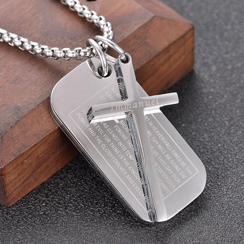 Jesus Cross Necklace Stainless Steel Pendant for Men Women