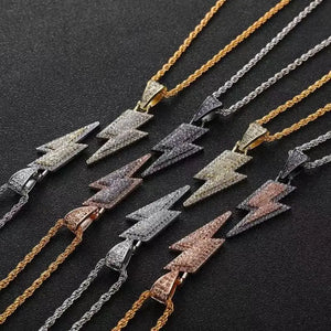 Full Zircon Lightning Necklace Hip Hop Party Pendant Jewelry