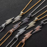 Full Zircon Lightning Necklace Hip Hop Party Pendant Jewelry
