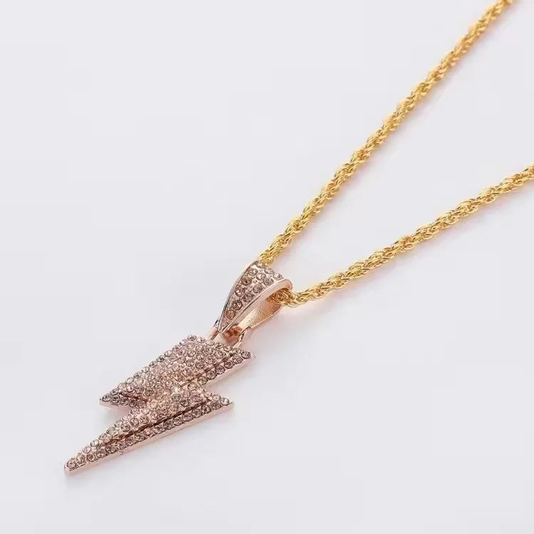Full Zircon Lightning Necklace Hip Hop Party Pendant Jewelry