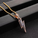 Full Zircon Lightning Necklace Hip Hop Party Pendant Jewelry