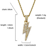 Full Zircon Lightning Necklace Hip Hop Party Pendant Jewelry