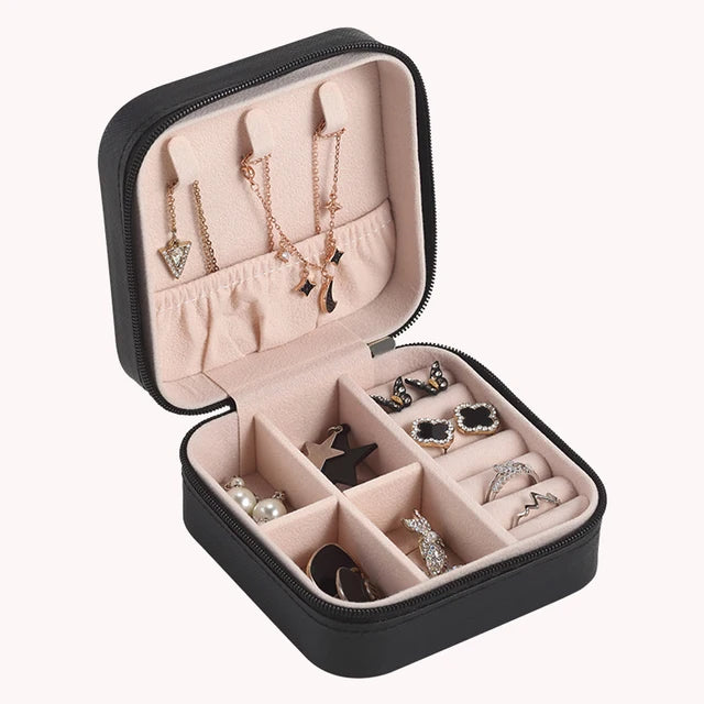 Travel Jewelry Case Box Leather Storage Organizer Earring Holder