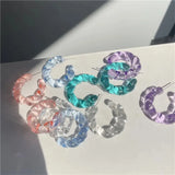 Korea Acrylic Pearl C-shaped Hoop Earrings Bling Resin Stud Statement Jewelry