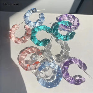 Korea Acrylic Pearl C-shaped Hoop Earrings Bling Resin Stud Statement Jewelry