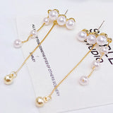 Korea Long Tassels Pearl Ear Stud Women Wedding Earrings Noble Gift