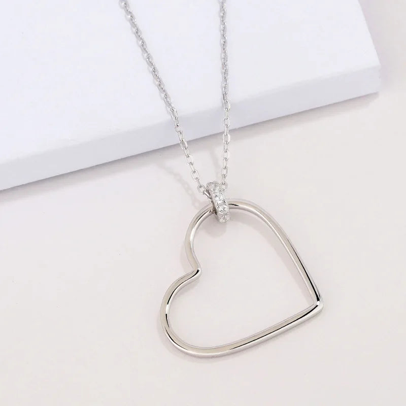 925 Real Silver Big Love Heart Shape Choker Necklaces Wedding Present