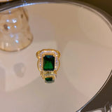 Green Crystal Geometric Earrings Women's Jewelry