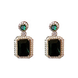 Green Crystal Geometric Earrings Women's Jewelry
