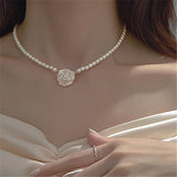 Rose Pearl Necklace Clavicle Chain Women's Jewelry