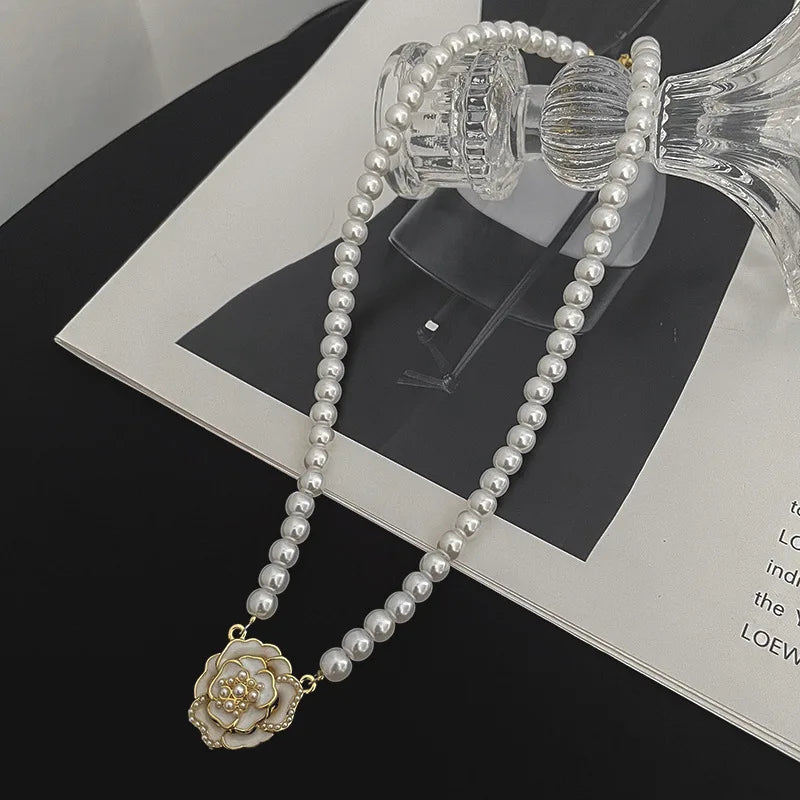 Rose Pearl Necklace Clavicle Chain Women's Jewelry