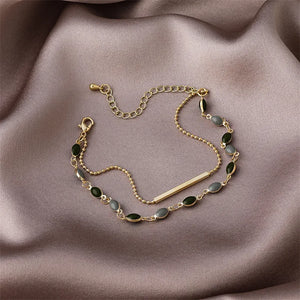 Vintage Double Enamel Chain Bracelet For Women Metal Charm Bracelets