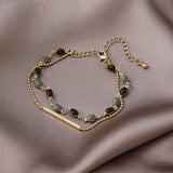 Vintage Double Enamel Chain Bracelet For Women Metal Charm Bracelets