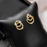 Double Circle Rhinestone Drop Earrings Small Pendientes Jewelry