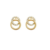 Double Circle Rhinestone Drop Earrings Small Pendientes Jewelry