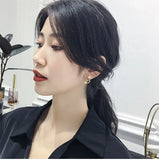 Double Circle Rhinestone Drop Earrings Small Pendientes Jewelry