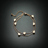 Fashion Stainless Steel Peach Heart Double Layer Anklet for Women