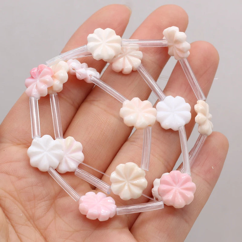 DIY Jewelry Making: 15pcs 12x12mm Natural Shell Petal Beads