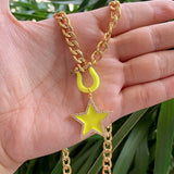 Irregular Star Shape Enamel Charm Necklace Jewelry Set