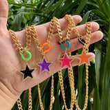 Irregular Star Shape Enamel Charm Necklace Jewelry Set
