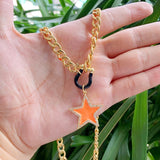 Irregular Star Shape Enamel Charm Necklace Jewelry Set