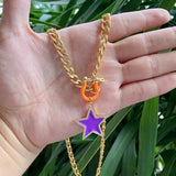 Irregular Star Shape Enamel Charm Necklace Jewelry Set