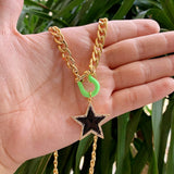 Irregular Star Shape Enamel Charm Necklace Jewelry Set