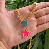 Irregular Star Shape Enamel Charm Necklace Jewelry Set