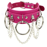 Leather Choker Collar for Women Goth Punk Stainless Steel Chain Harajuku