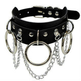 Leather Choker Collar for Women Goth Punk Stainless Steel Chain Harajuku