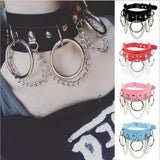 Leather Choker Collar for Women Goth Punk Stainless Steel Chain Harajuku
