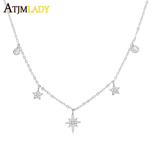 925 Sterling Sparkling Pave Cz Choker Necklace Drop Pendant