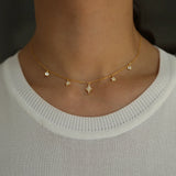 925 Sterling Sparkling Pave Cz Choker Necklace Drop Pendant